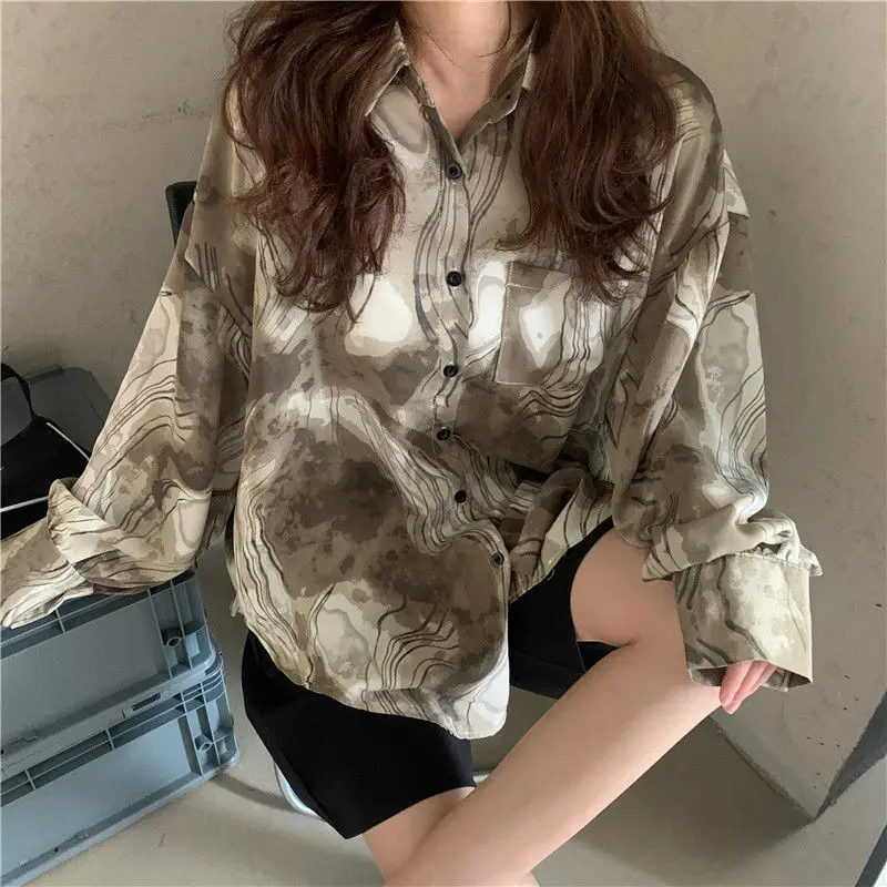 Shirts Women Artistic Chiffon Loose Soft Turn Down Collar Casual Ulzzang Sun Proof Spring Paisley Retro Fashion Design Female | Женская