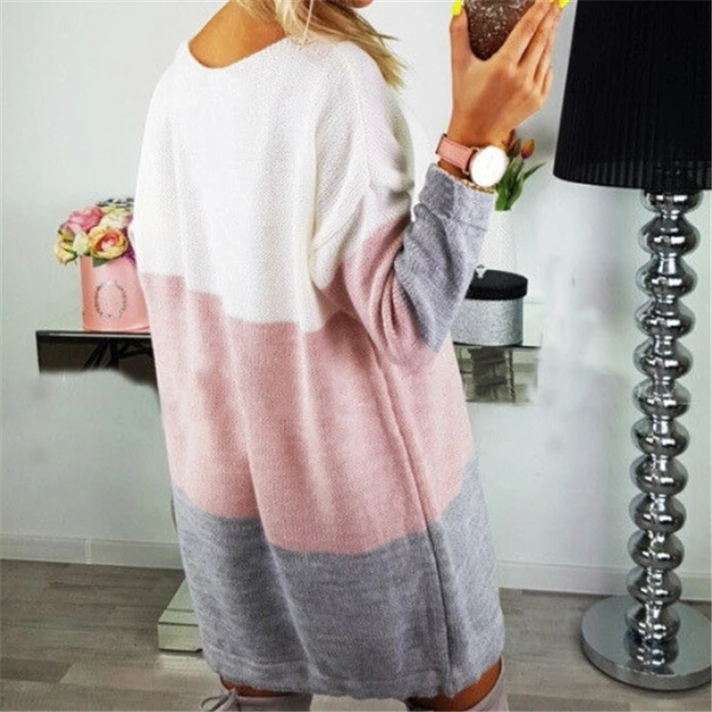 

Oversized Women Long Sleeve Knit Jumper Tops Loose Casual Sweater Dress