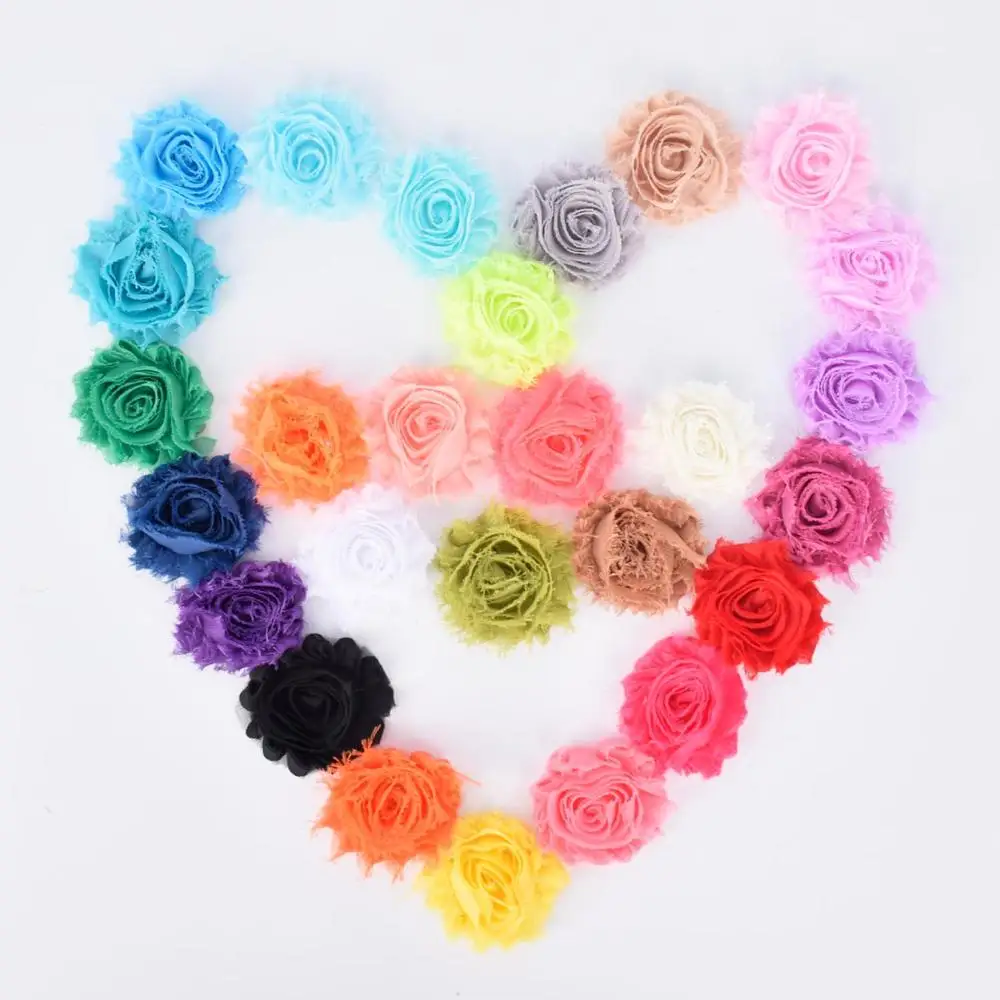 10 шт./лот потертый изнашиваемый шифон цветы DIY Hairband аксессуары без клипов милые