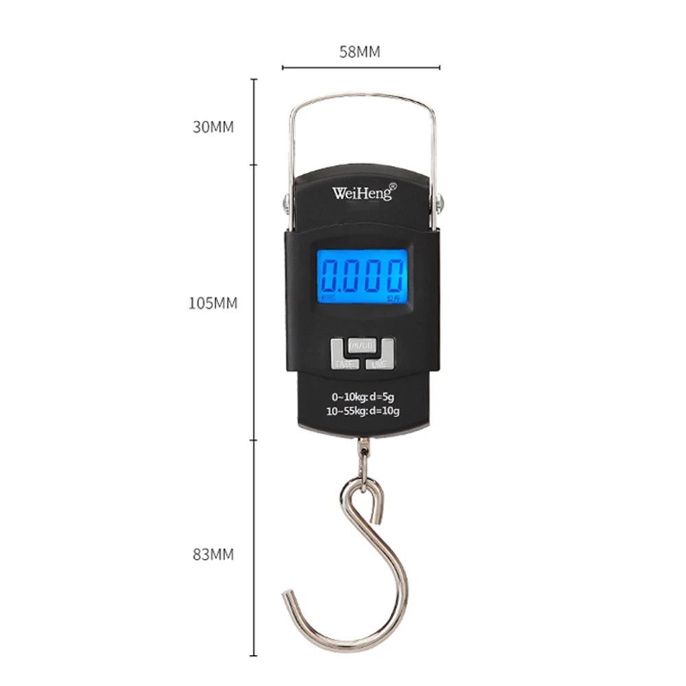 

WeiHeng WH-A25 55kg/5g Rechargeable Electronic Scale LCD Display Luggage Hanging Scale Multi-unit Conversion Storage Scales