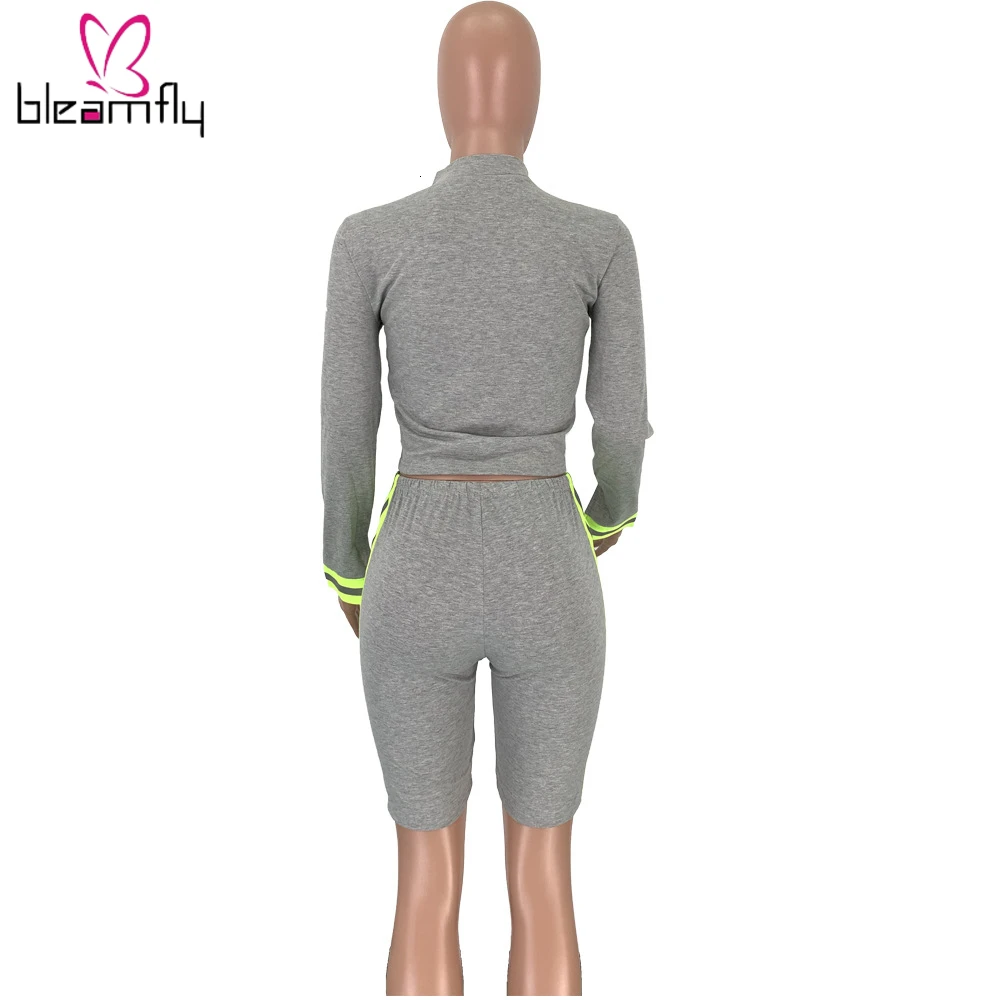 2019 женский осенний костюм в полоску с длинным рукавом топ брюки длиной до колен