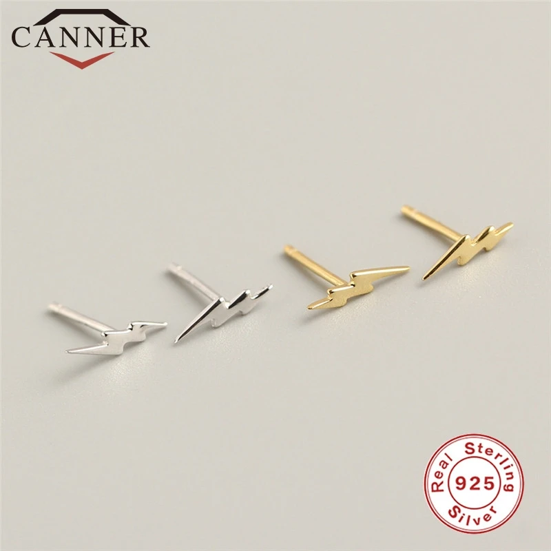 100% Настоящее серебро 925 пробы мини маленькие серьги гвоздики с молнией для женщин