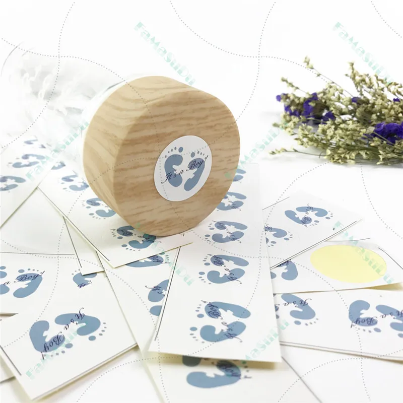 100 шт. Baby Shower 3x3 см для мальчиков и девочек узор клей Стикеры печать этикеток