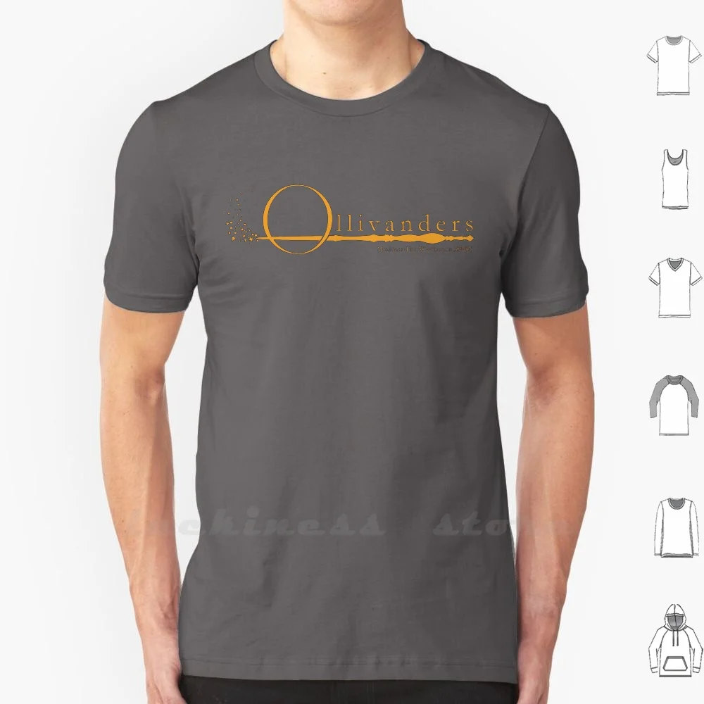 

Ollivanders Logo In Yellow T Shirt Print Big Size 6xl Cotton New Cool Tee Potter Lighting Olivander Olivanders Wand Duel Wands
