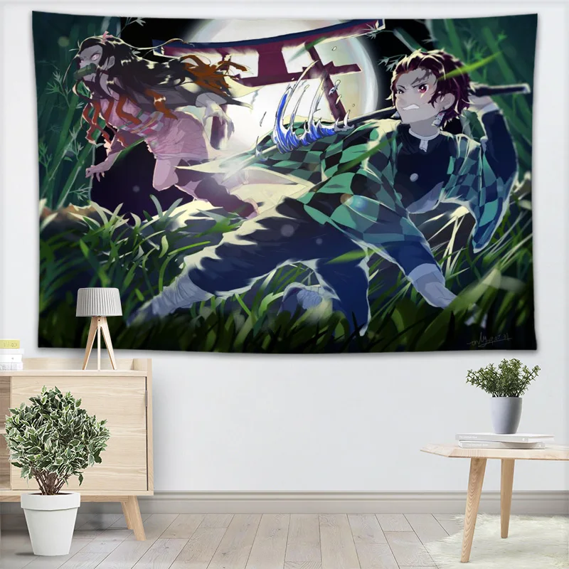 Настенный гобелен в стиле аниме Kimetsu No Yaiba подвесные гобелены тканевый фон для
