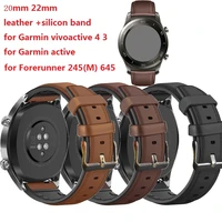 genuine leather watchband for garmin vivoactive 4 3 strap for vivomove hr forerunner 645 venu belt quick release bracelet strap