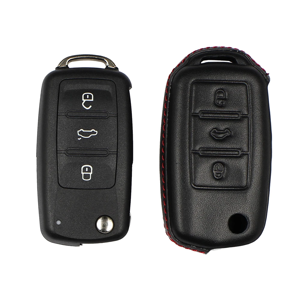 Кожаный чехол OkeyTech для ключей Volkswagen V W Golf 7 R MK7 Tiguan 2017 Skoda Octavia A7 Seat Leon Ibiza