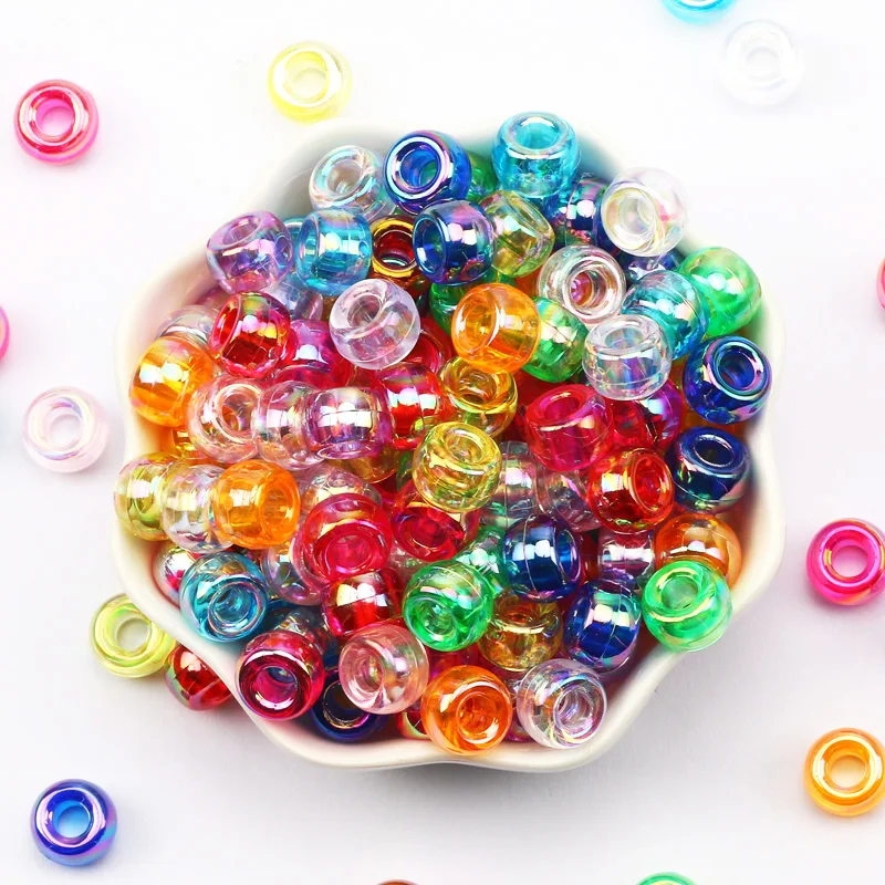

100/200/300pcs 6x9mm Colors Large Holes Acrylic Beads Loose Spacer Seed Beads For Jewelry Making Bracelet Braids Diy Needlework