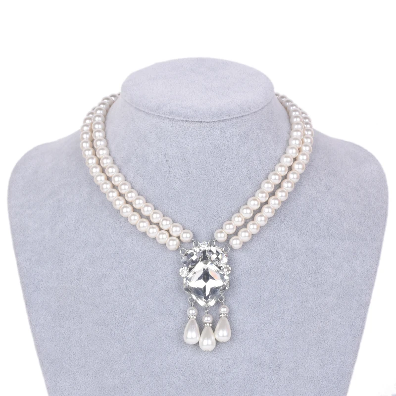 

2020 New Gatsby Theme Party Polygon Imitation Pearl Necklace Necklace Two Strand Necklace 20's Necklace Accessories