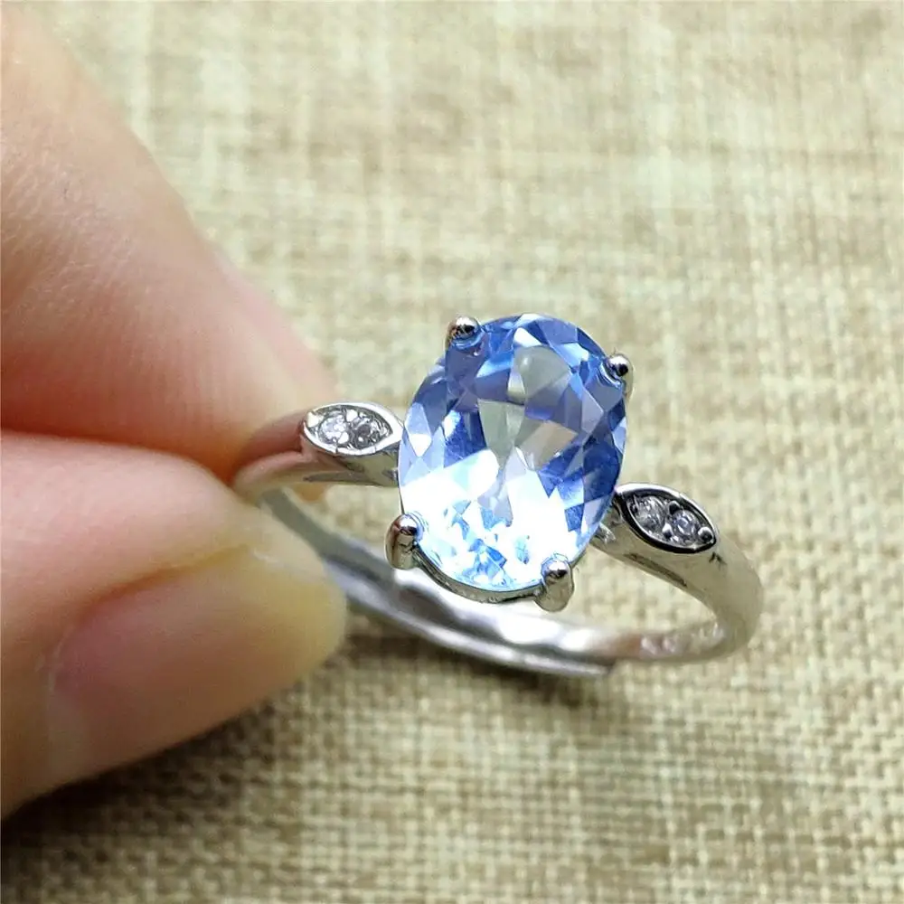 Подлинное кольцо с натуральным топазом и синим драгоценным камнем регулируемое