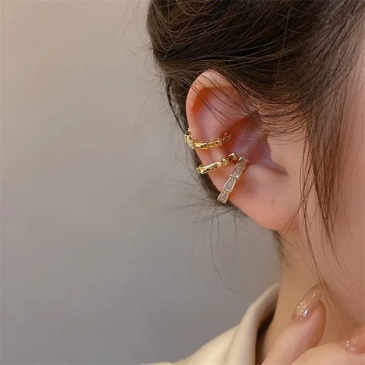 Роскошные поддельные пирсинг золотого и серебряного цвета манжеты для ушей