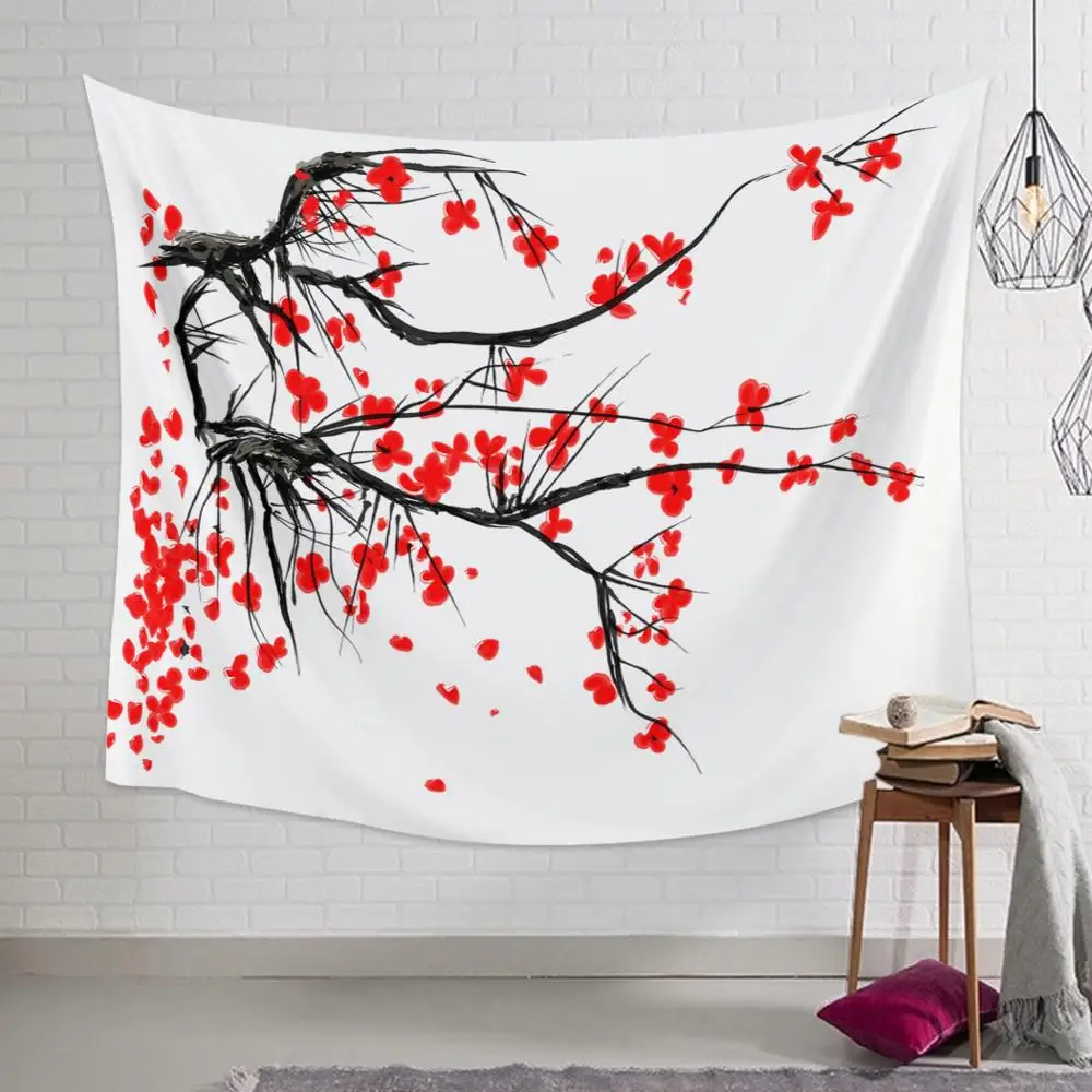 Goohome настенные подвесные гобелены с красными цветами вишни Настенный декор