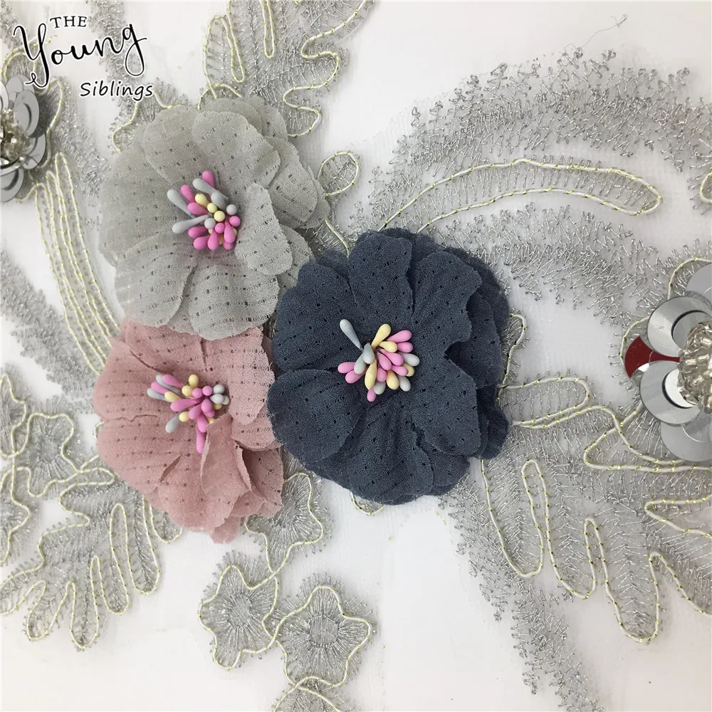 New arrive Sequins 3D Flower Embroidery Neckline Lace Applique Collar Trim Dress Fabric DIY Accessories YL1554 |