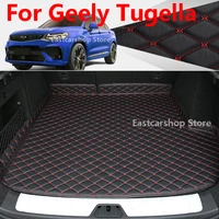 for geely tugella 2019 2020 2021 car trunk mats leather durable cargo liner boot carpets rear interior decoration accessories