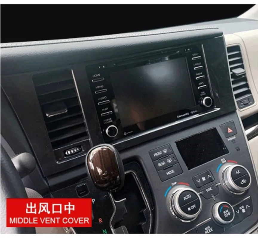 

2Pcs Car Inner Dashboard Air Outlet GPS Screen Frame Cover Trim Sticker ABS Fit For 2013-2020 Toyota sienna Car Styling