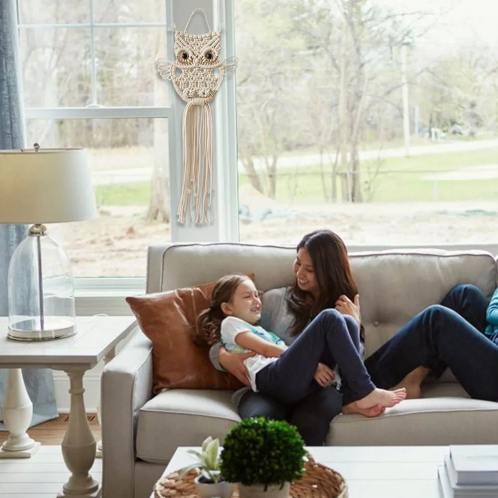 Гобелен Плетеный в виде совы богемный настенный гобелен стиле бохо шикарный