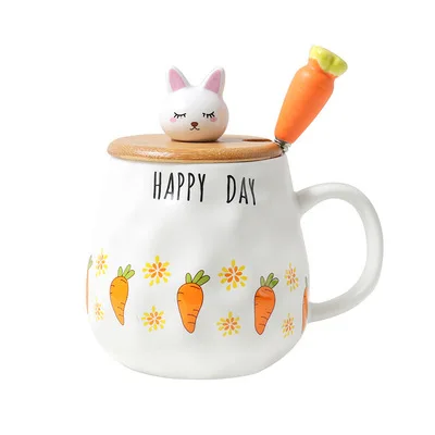 

ins creative ceramic cartoon radish rabbit mug coffee milk cup home couple ceramic water cup