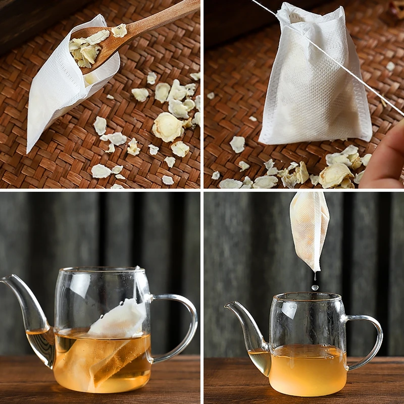 Disposable Teabags Empty Tea Bags 100pcs Filter Bags for Tea Infuser with String Heal Seal Filter Paper for Herb Loose Tea images - 6
