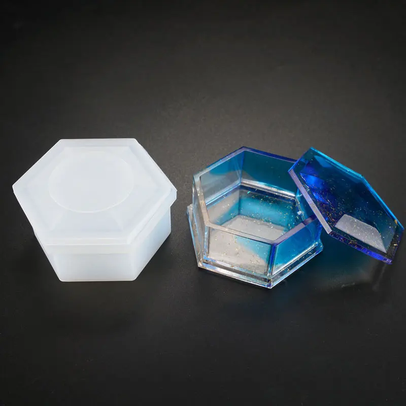 

Jewelry Resin Molds DIY Hexagon Storage Box Mold Crystal Epoxy Plum-shaped Silicone Mould For Jewelry Accessories