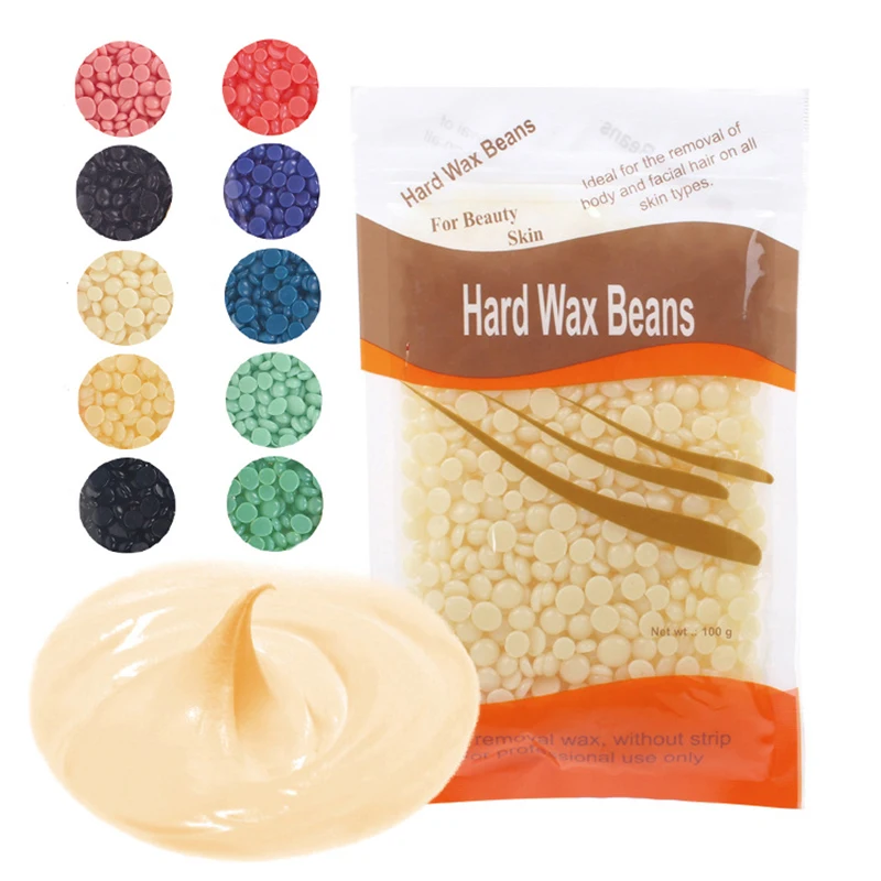 

100g Hard Wax Beans Paper-Free Beeswax Hot Film Depilatory Painless Hair Safe Removal Removing Bikini Face Legs Arm Hair Unisex