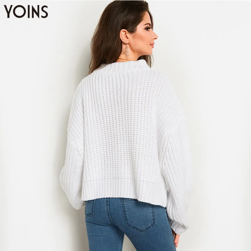 YOINS 2020 Осень Зима Весна женский свитер и пуловер круглый вырез длинный рукав