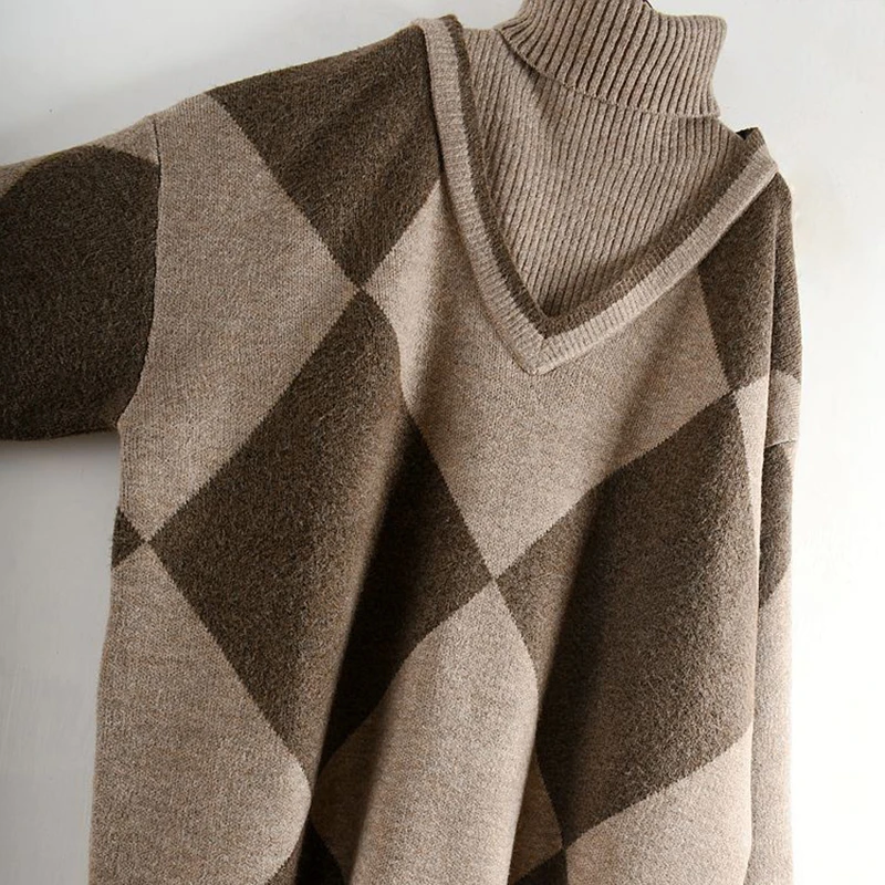 Женский трикотажный свитер CHICEVER с высоким воротом и длинным рукавом зимний 2020 |