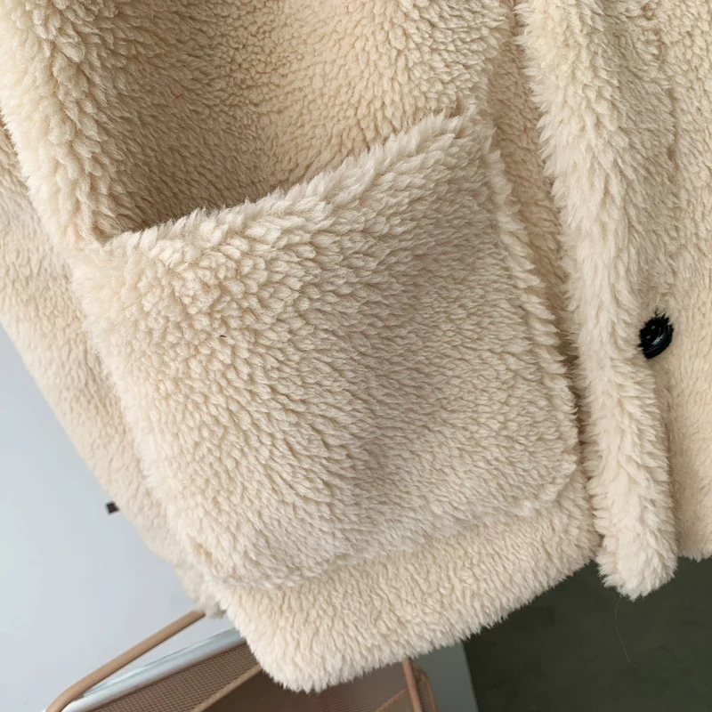 Turn-down Collar Lamb Wool Teddy Coats 2019 New Women Winter Soild Thick Outwear Faux Fur And Jackets Ladies | Женская одежда