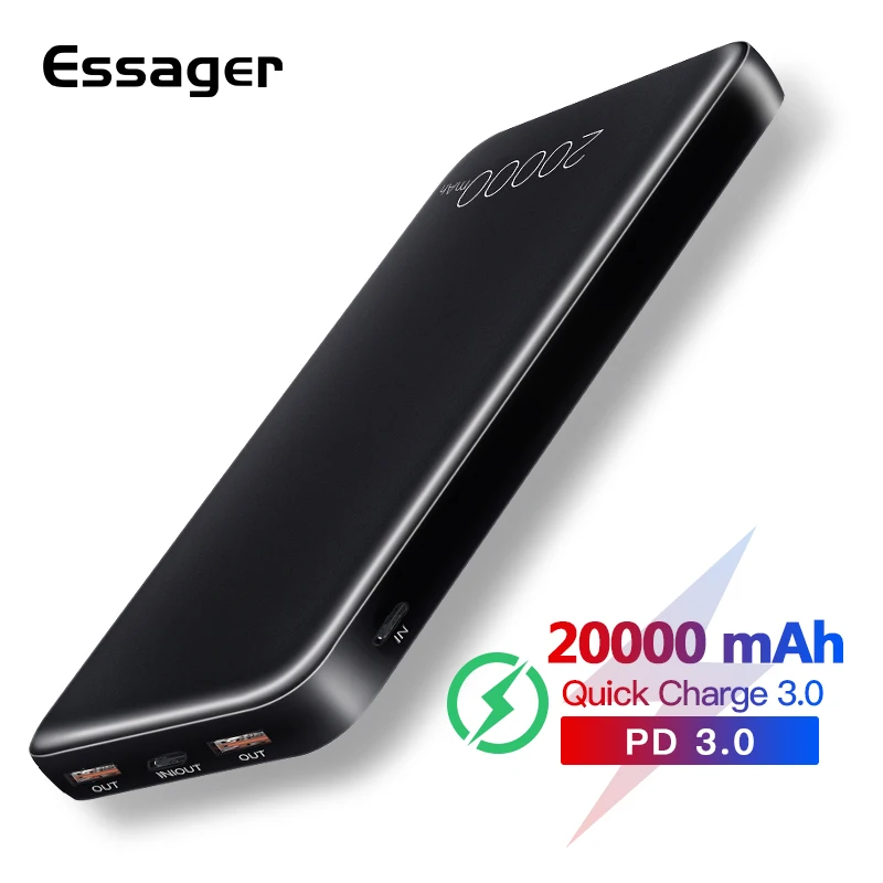 Essager, 20000 мА/ч, зарядное устройство, быстрая зарядка, 3,0 USB C PD, быстрая зарядка, 20000 мА/ч, зарядное устройство для Xiaomi, портативное зарядное устройство, внешний аккумулятор