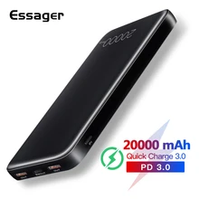 Essager, 20000 мА/ч, зарядное устройство, быстрая зарядка, 3,0 USB C PD, быстрая зарядка, 20000 мА/ч, зарядное устройство для Xiaomi, портативное зарядное устройство, внешний аккумулятор