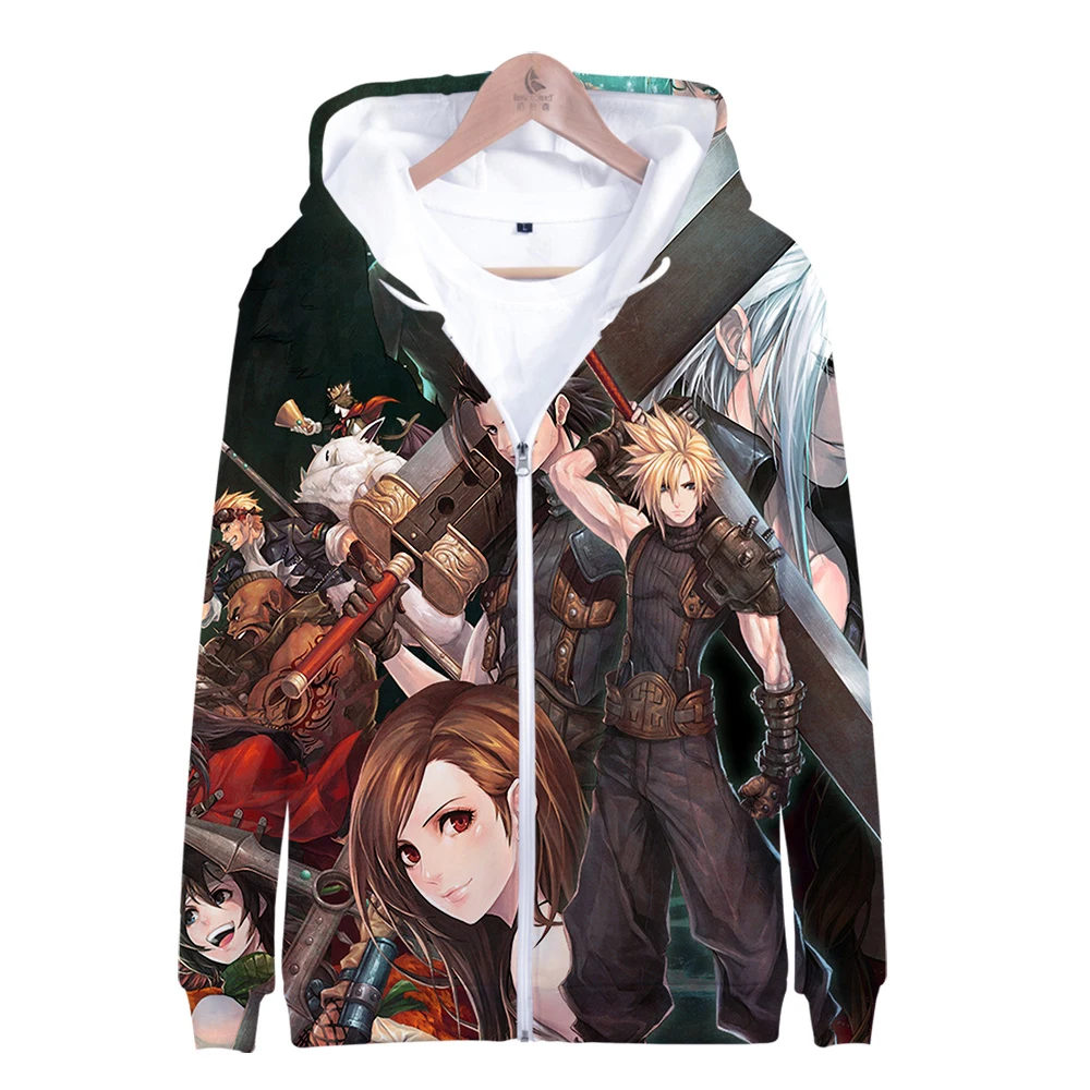 

3D Print Zipper Hoodies Final Fantasy VII Sweatshirts Men/Women Coat Fashion Harajuku Long Sleeve Casual Hoodies 3D Zipper Tops