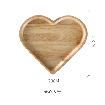 01 Japan Style Wooden plate love breakfast plate western bread plate star snack plate oak grid Tray - Цвет: 01