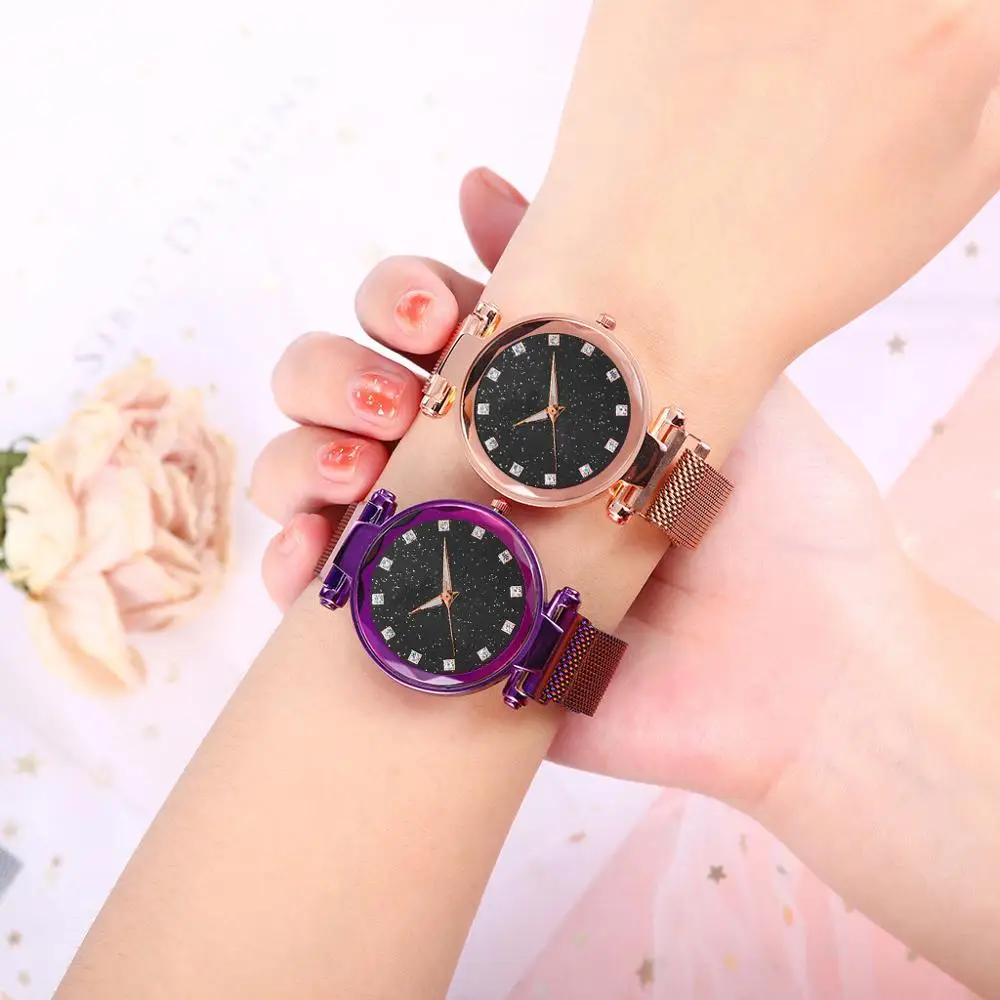 Женские роскошные часы с магнитным звездным небом женские кварцевые наручные