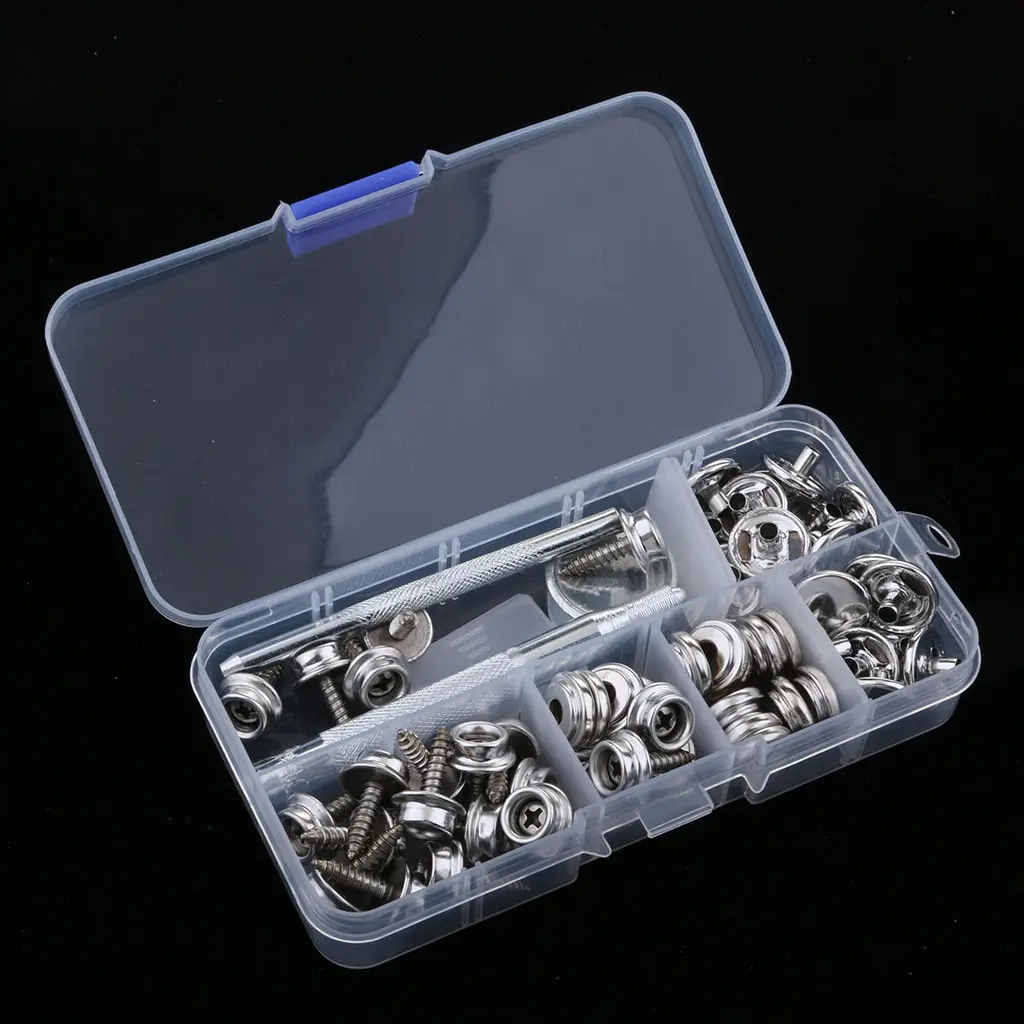 

63Pcs Boat Canvas Fabric Snap Cover 15mm Screw Button Socket Fastener Kit