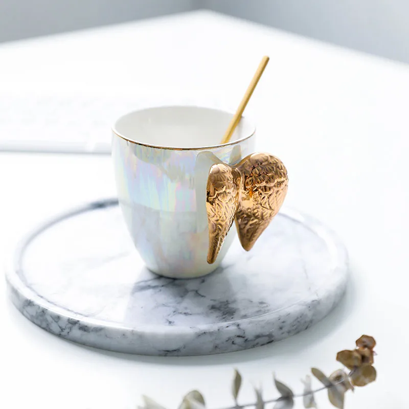 

Mugs Thermal Tasse Nordic кружки термокружка Luxury Ceramic Mug Painted Wings Coffee Cup Water Cups