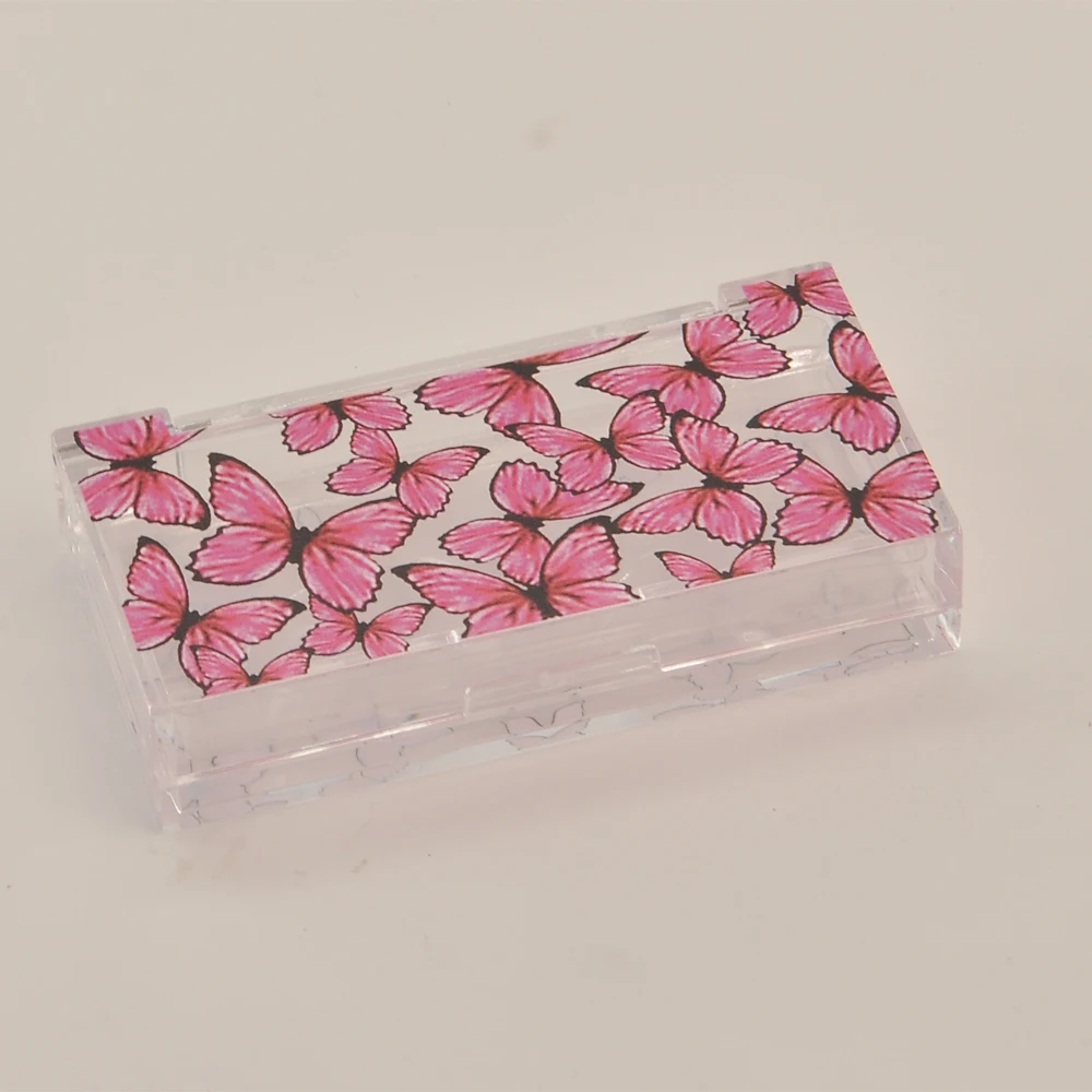 

Wholesale Eyelash Packaging Box Lash Boxes Package Custom Rectangle Plastic Pink Butterfly Faux Cils Makeup Storage Case Vendors