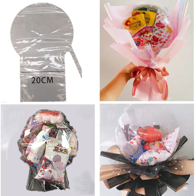 

3PCS 30inch Transparent Bobo Ballon 20cm Wide Neck BOBO Balloons Snack Gift Baloon Bouquet Bubble Bag Wedding Engagement Decor