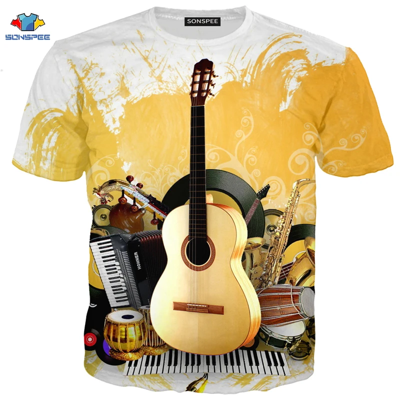 sonspee sommer anime musik sänger t shirt musical instrument hand trommeln gitarre shirt inspirational elektrische ton kid t shirt free global sh