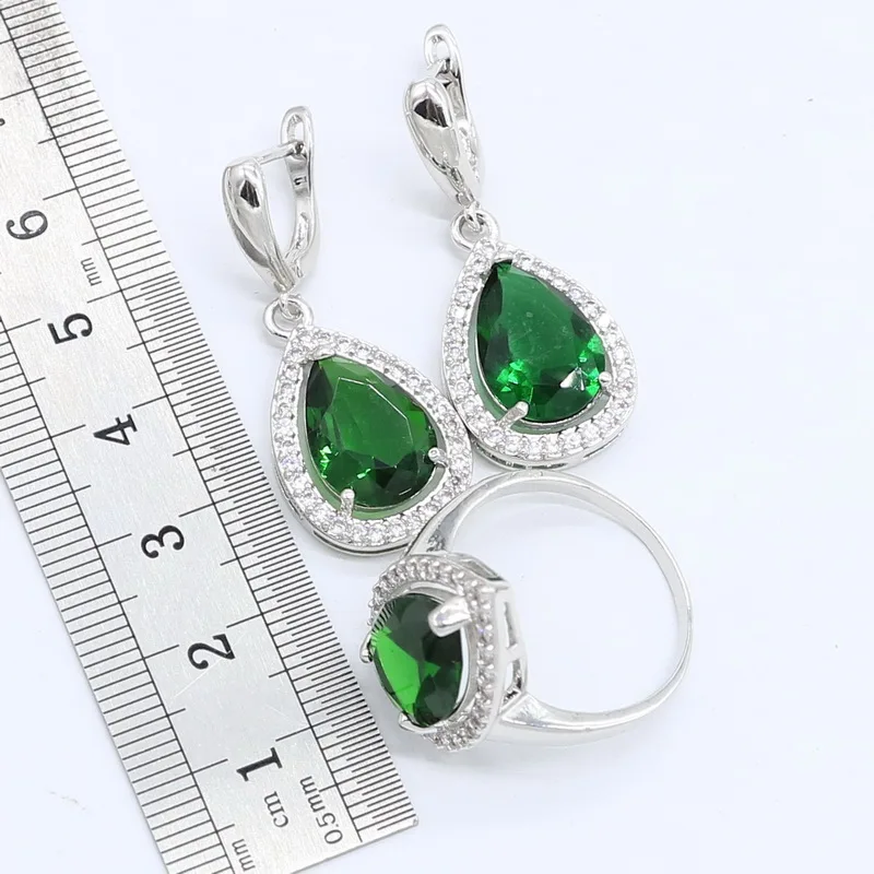 Женский комплект украшений серебряного цвета набор с подвеской и сережками из