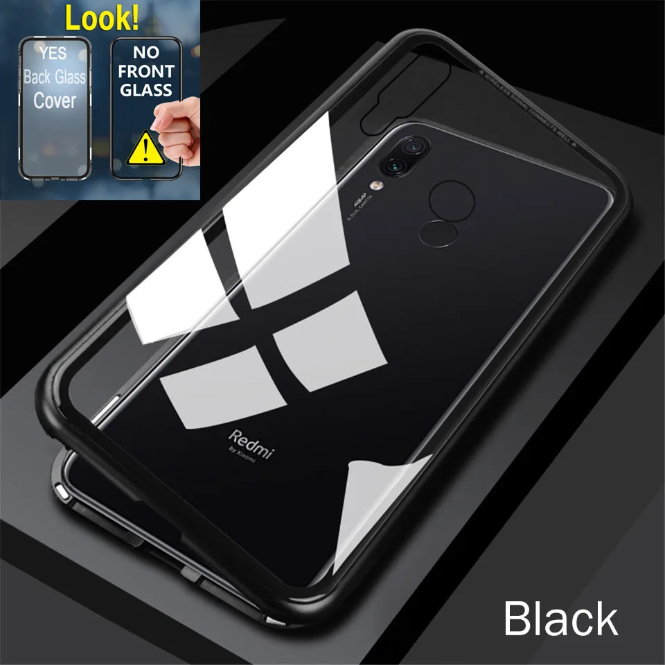 Black Металлический магнитный чехол для Xiao mi Red mi Note 7 6 5 K20 Pro противоударный чехол для Xiaomi mi 9T 9 SE CC9 CC9e A3 Lite стеклянная задняя крышка - Цвет: Black