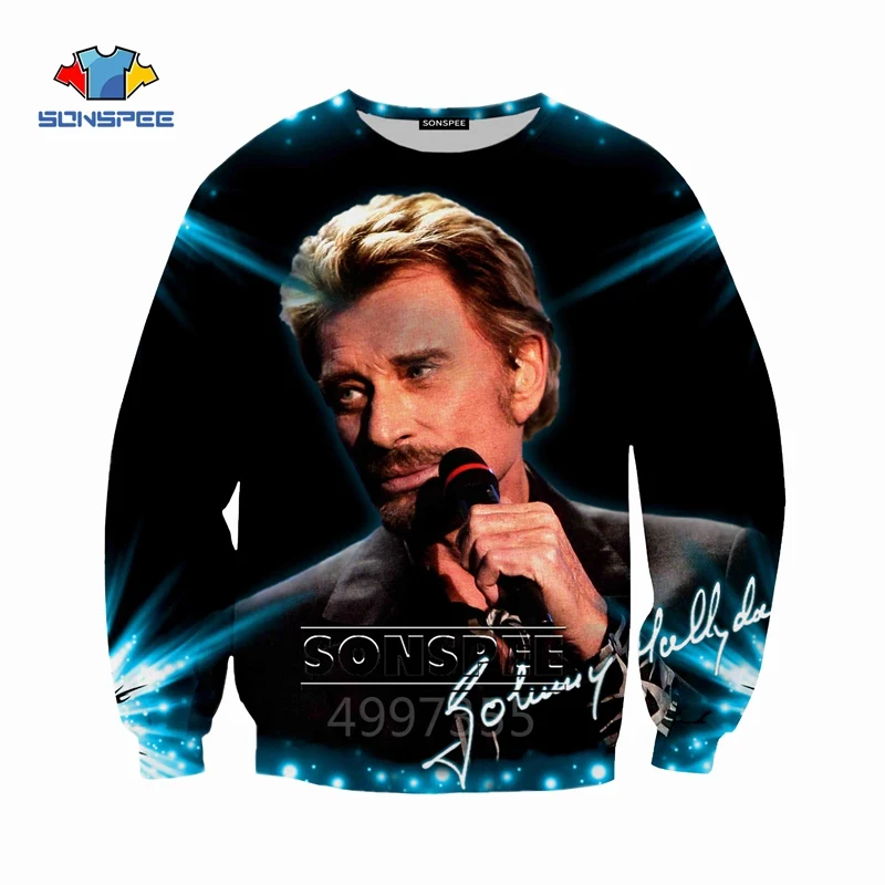 SONSPEE Johnny Hallyday Harajuku/Детские толстовки с 3D принтом детская одежда для мальчиков и девочек-подростков Топы, пуловер с длинными рукавами SW125
