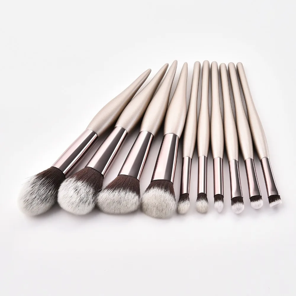 Набор кистей для макияжа цвета шампанского 10 шт.|Аппликатор теней век| |