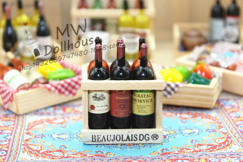 Магнитный холодильник магнитный кукольный домик красного вина 52 микро-еда