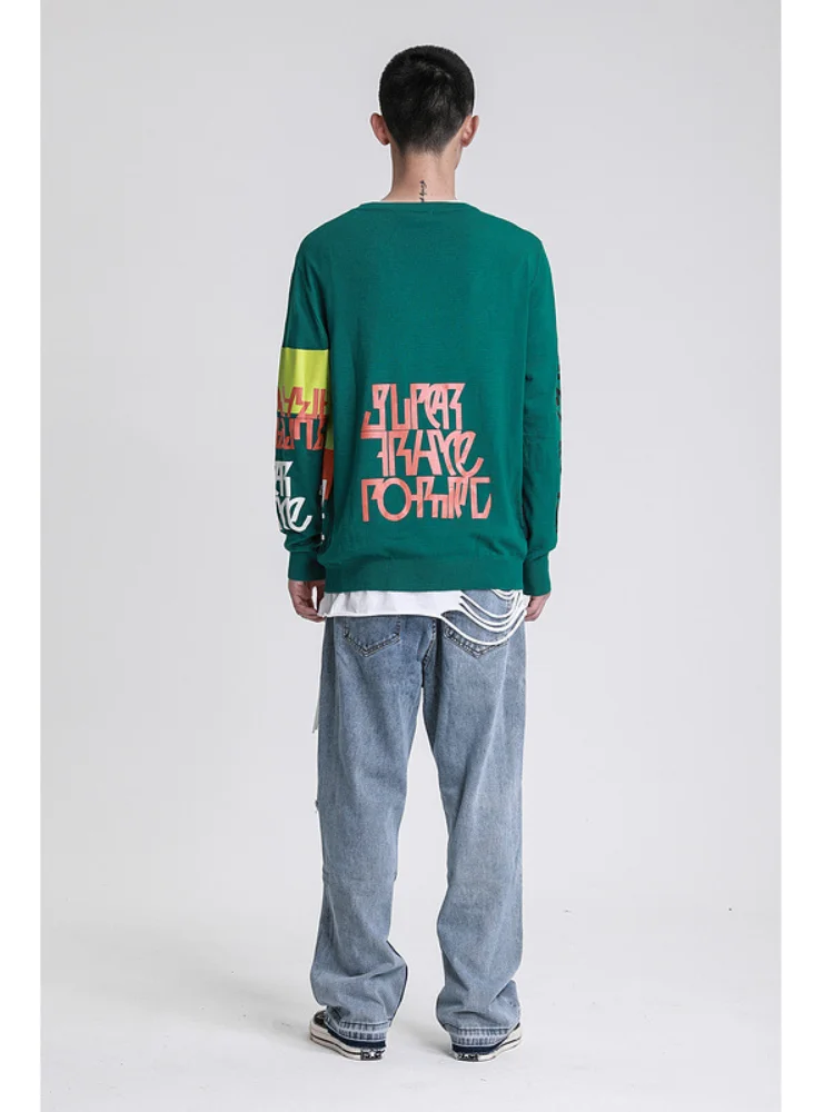 

New Winter Mens Loose Sweater Statue Vintage Letter Graffiti Knitted Pullovers Harajuku High Quality Fashion Streetwear Sweaters