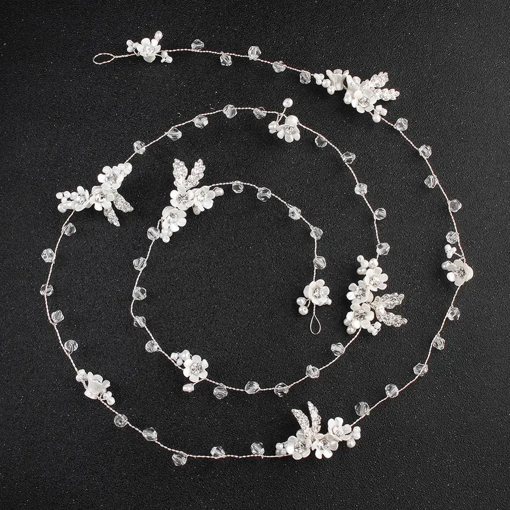 Обруч для волос Женский серебристый с кристаллами ручной работы | Украшения и