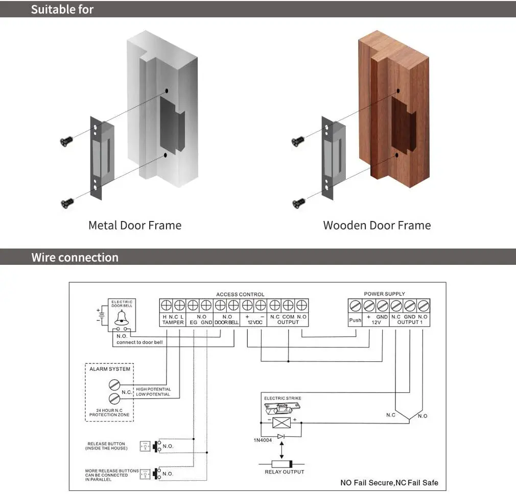 Электрический замок TMEZON Открыватель дверей с блоком питания контроль доступа к