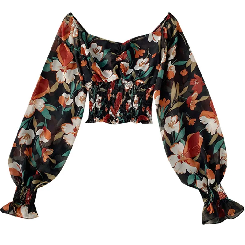 Винтажный укороченный топ с рюшами и вырезом лодочкой Летняя Сексуальная