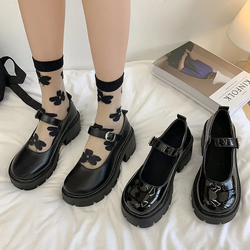 

2021 Loli Sweet Lolita Shoes Platform Round Head Thick High Heel Gothic Women Shoes Kawaii Cosplay Mary Jane Shoes