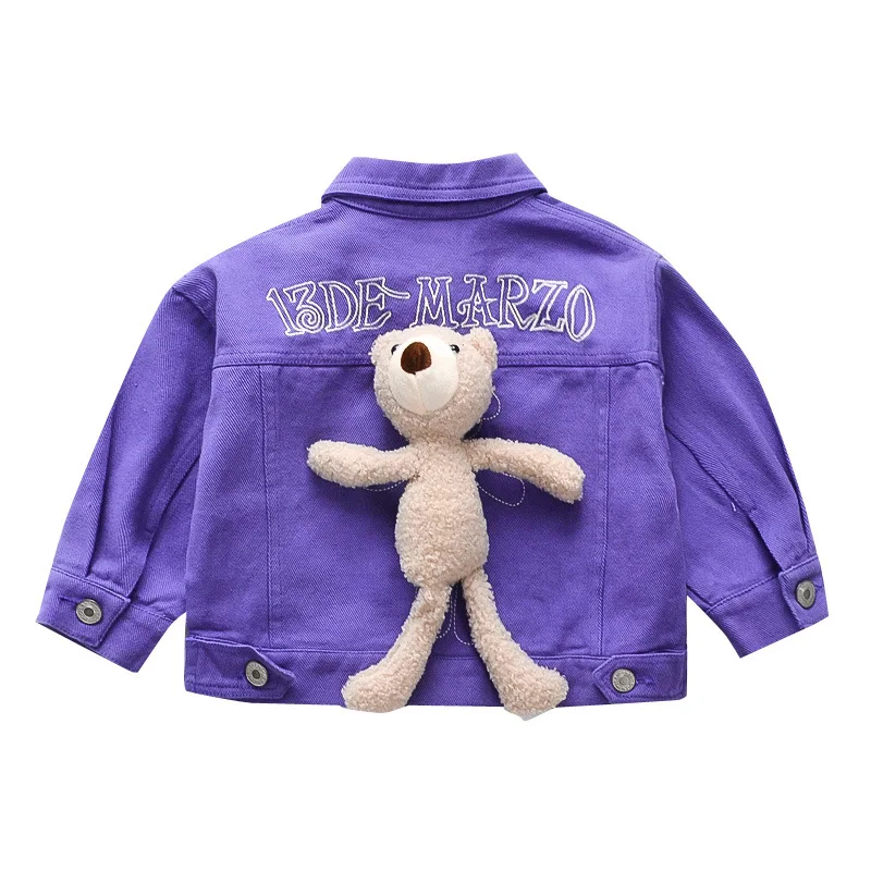 

Fall 2020 New Back Bear Denim Coat Short Baby Jacket Children's Clothing