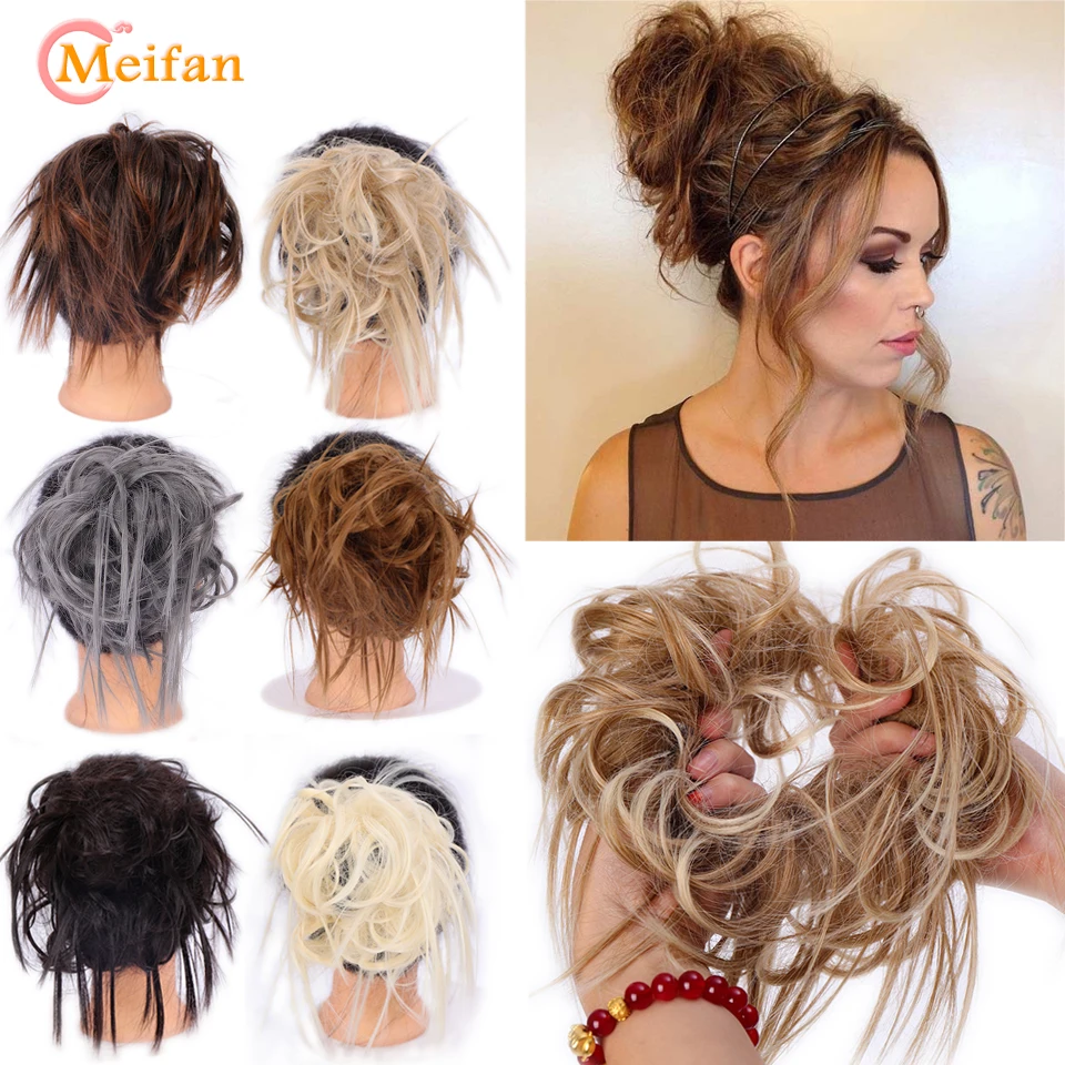 MEIFAN синтетические нечистоплотные свадебные волосы в пучок обтягивающие шиньон с
