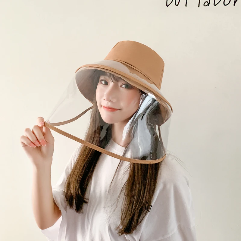 

Anti-fog Panama Hat Unisex Summer Anti-saliva Bucket Hats Big Brim Transparent TPU protection Removable Fisherman hat Sun Cap